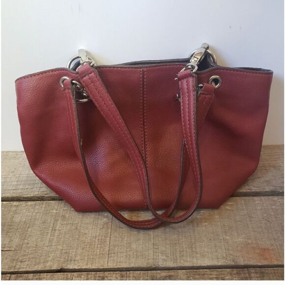 NINE WEST Faux Leather Small Shoulder Hand Bag Dark Red - Picture 1 of 10